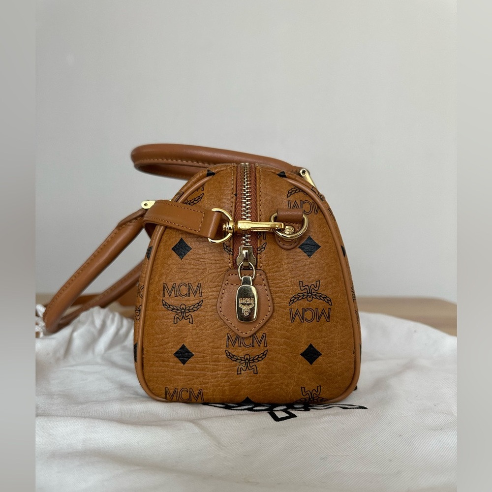 Sold MCM Cognac Small Bostonbag with dustbag (two way) - Picture 6 of 15
